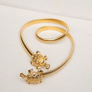 Vintage kissing turtles gold link belt
